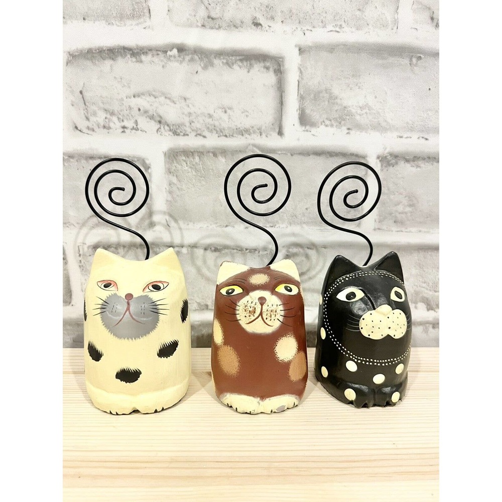 Pier 1 Imports Cat Tail Folk Art Photo Recipe Card Holders - Set of 3